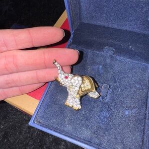 Swarovski Elegant Gold and Silver Elephant Brooch